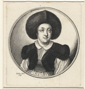 Žena s kožešinovou čepicí Ženské poprsí v kulatých rámech (název série) od Wenceslaus Hollar
