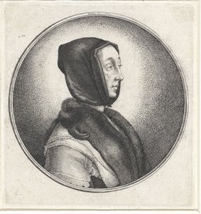 Žena s černým šátkem a kožešinou ukradla Medailony s ženskými bustami (název série) od Wenceslaus Hollar