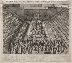 Westminster Hall, interiér, s Proces s hrabětem ze Straffordu