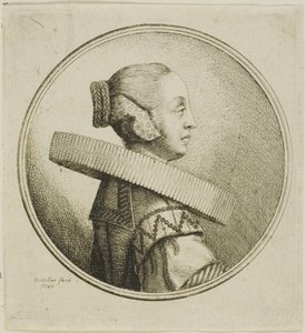 Žena s kruhovou krajkou Ruff v profilu vpravo od Wenceslaus Hollar