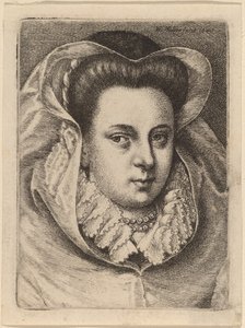Žena s bílým závojem a černým kloboukem (Mary Stuart?) od Wenceslaus Hollar