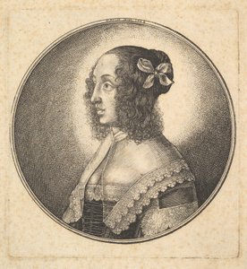 Žena s tmavými vlasy a mašlí z profilu vlevo, 1642. od Wenceslaus Hollar