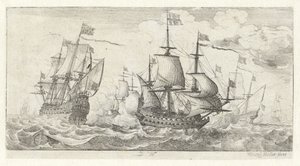námořní bitva Mořské krajiny (název série) od Wenceslaus Hollar