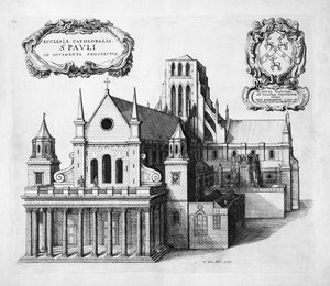 Tisk; lept - Katedrála svatého Pavla od západu od Wenceslaus Hollar