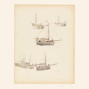 Kresba, holandské bárky, 20. srpna 1887 od Whitney Warren Jr.