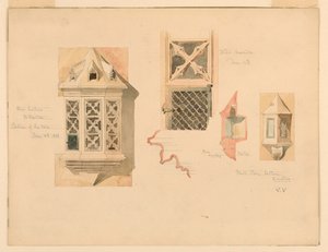Kresba, kresba dvou kamenných luceren ze zámku v Amboise, Francie, 14.-15. června 1888 od Whitney Warren Jr.