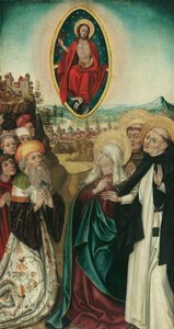 vidění sv Dominik Kristův se třemi kopími od Wiener Maler (Umkreis Meister des Schottenaltars)