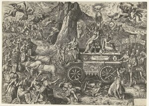 Triumphwagen van de vrede, 1577 Kresba vítězného míru (název na objektu) od Wierix