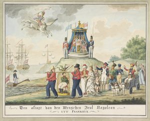 Napoleonovo vyhnanství na Elbě, 1814 Den aftogt van den Menschen Kat Napoleon z Francie (titul na předmětu) od Wijnand Esser (attributed to)