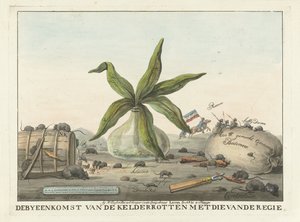 Karikatura o francouzských zvycích, 1813-1814 Setkání sklepa prohnilého se setkáním režiséra (titul na objektu) od Wijnand Esser