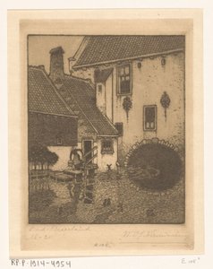 Zadní průčelí radnice v Oud-Beijerland Kanál ve Starém Bavorsku (původní název) od Wijnand Otto Jan Nieuwenkamp (signed by artist)