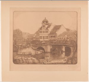 Most a kancelářská budova v Batavia Na Kali Besar v Batavia (původní název)