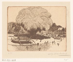 Pohled na Loloan Barat na Bali Rybářská vesnice (původní název) od Wijnand Otto Jan Nieuwenkamp (signed by artist)