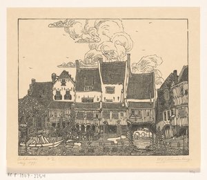 Domy v přístavu Enkhuizen Přístav v Enkhuizenu (původní název) od Wijnand Otto Jan Nieuwenkamp (signed by artist)