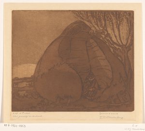 Muž a žena špehovaní Smrtí The Couple and Death (původní název) od Wijnand Otto Jan Nieuwenkamp (signed by artist)