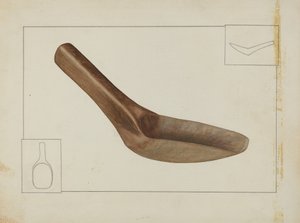 Hranatá dřevěná lžíce, c. 1937.