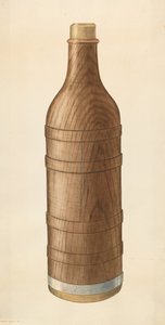 Dřevěná láhev na víno, c. 1938.