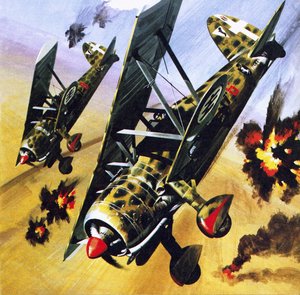 Dva vozy Fiat CR 42 od Wilf (20th century) Hardy