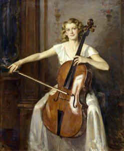 Portrét Florence Hootonové hrající na violoncello. Autor: Wilfred de Glehn