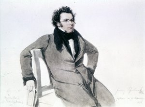 Franz Schubert (1797 - 1828), akvarel od Augusta Reidera