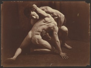 Zápasníci, asi 1885-1905 (želatinový stříbrný tisk) od Wilhelm Baron von Gloeden