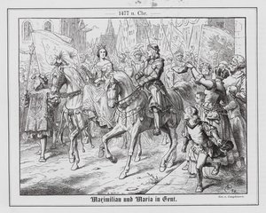 Arcivévoda Maxmilián Rakouský a Marie Burgundská v Gentu od Wilhelm Camphausen