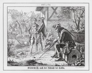 Fridrich Veliký po bitvě u Kolína od Wilhelm Camphausen