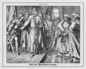 Císař Svaté říše římské Fridrich I. brání Ottovi z Wittelsbachu v útoku na papežského legáta v Besanconu. od Wilhelm Camphausen