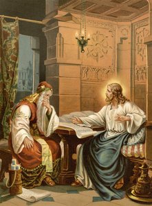 Kristův rozhovor s Nikodémem (barva litho)