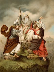 Mojžíšova modlitba proti Amalekitům (barva litho)