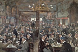 Studentská brasserie v Thuringer Hof v Lipsku, kolem roku 1900