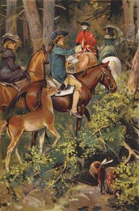 Scéna z Posledního Mohykána, James Fenimore Cooper (barevné lito) od Wilhelm Hoffmann