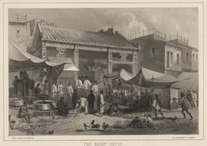 Rybí trh v Kantonu, 1855 od Wilhelm Joseph Heine