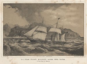 Americká parní fregata Mississippi proplouvá Punta Tristao, 1855 od Wilhelm Joseph Heine