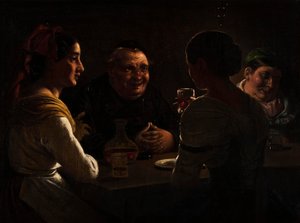 Opat žertující se dvěma mladými dívkami od Wilhelm Marstrand