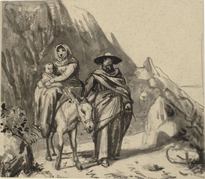 Svatá rodina, mezi skalami na cestě do Egypta od Wilhelm Marstrand