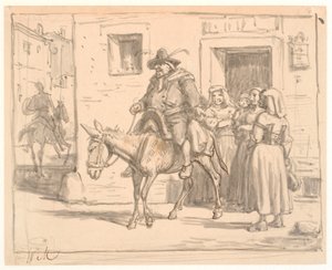 Don Quijote a Sancho Panza opouštějí krčmu od Wilhelm Marstrand