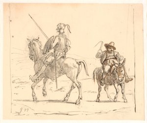 Don Quijote jede vlevo, Sancho Panza vpravo od Wilhelm Marstrand