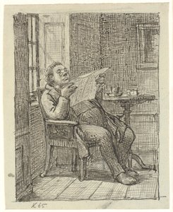 Tlustý pán čte noviny u kávy od Wilhelm Marstrand