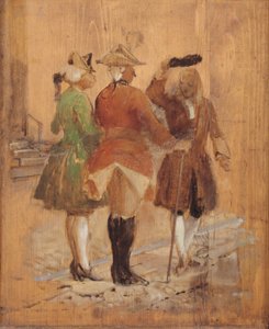 Holberg jde z cesty Jacobu von Thyboe a Jean de France od Wilhelm Marstrand
