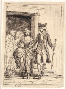 Leander a Leonora, za nimi Henrik a Pernille od Wilhelm Marstrand