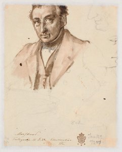 Mužský portrét a dva profily od Wilhelm Marstrand