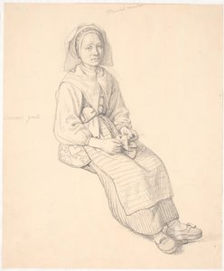Sedící Švédka s úpletem od Wilhelm Marstrand