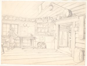 Švédská selská světnice od Wilhelm Marstrand