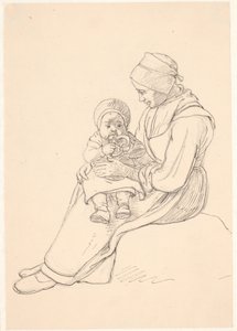 Švédská dívka s dítětem na klíně od Wilhelm Marstrand
