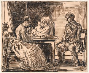 Návrh „Obrázku každodenního života“ (Návštěva nápadníka) od Wilhelm Marstrand