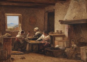 Ženy pracující v kuchyni statku poblíž Olevano, Itálie od Wilhelm Marstrand