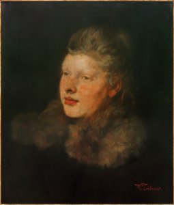 Blondýna s kožešinou od Wilhelm Trübner