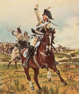 Generál Seydlitz dává pokyn k útoku u Rossbachu, 5. listopadu 1757 (vylepšená barevná litografie) od Wilhelm Werner Schuch