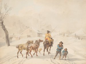 Postilion na koni v zimní krajině, ca. 1798.